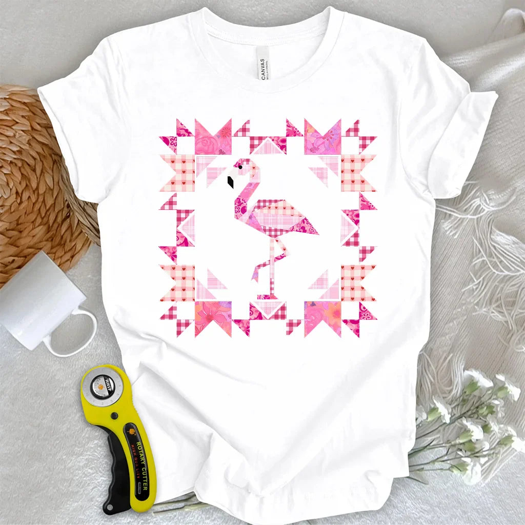 Patchwork Flamingo Panel T-Shirt