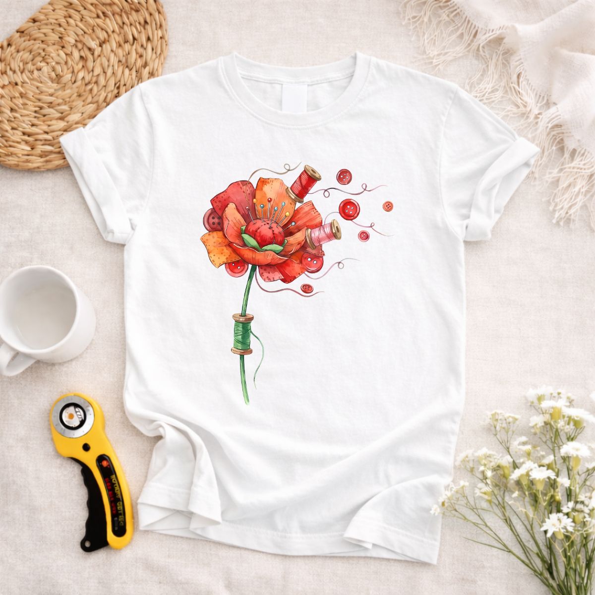 Sewing Flowers T-Shirt