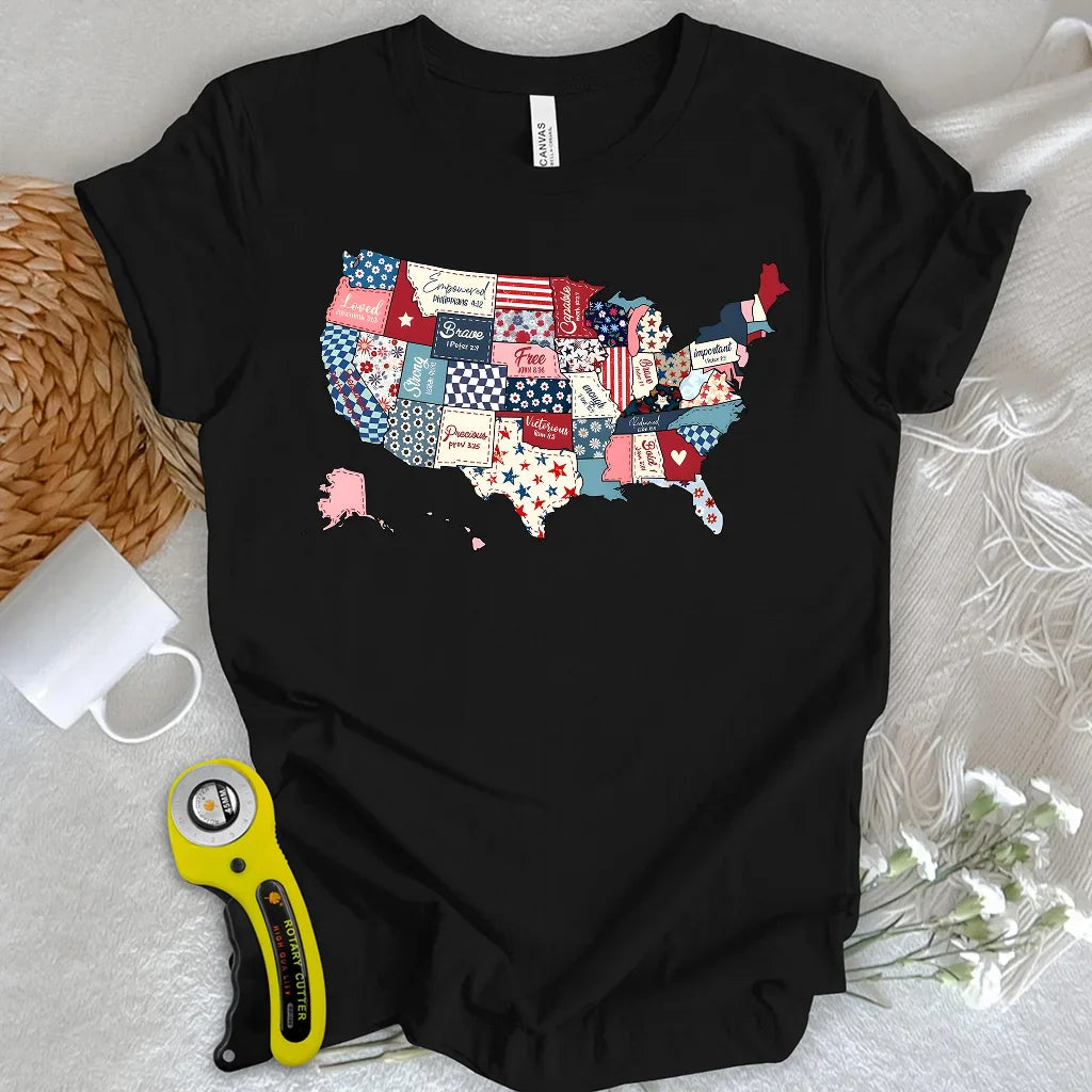 USA Quilt Map T-shirt