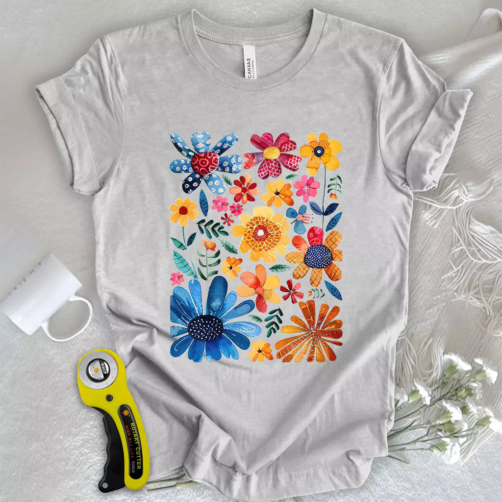 Boho Quilting Flowers T-Shirt