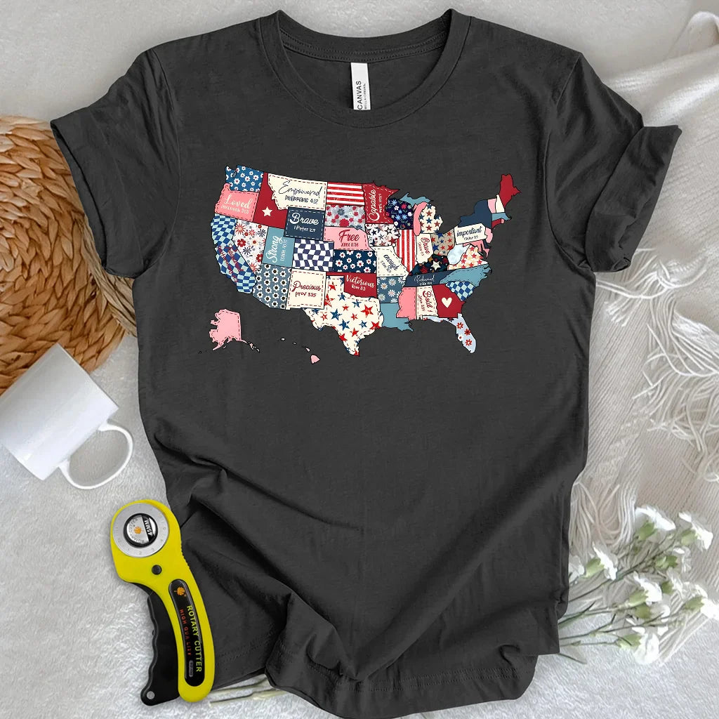 USA Quilt Map T-shirt