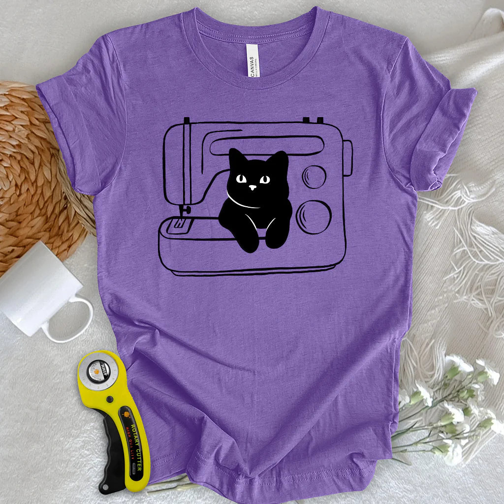Black cat machine T-shirt