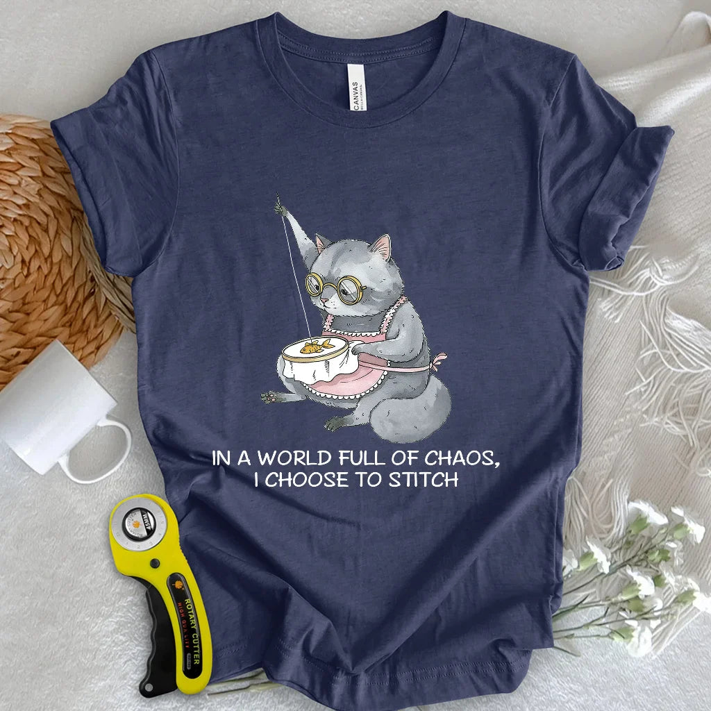 Granny Cat Sewist T-shirt