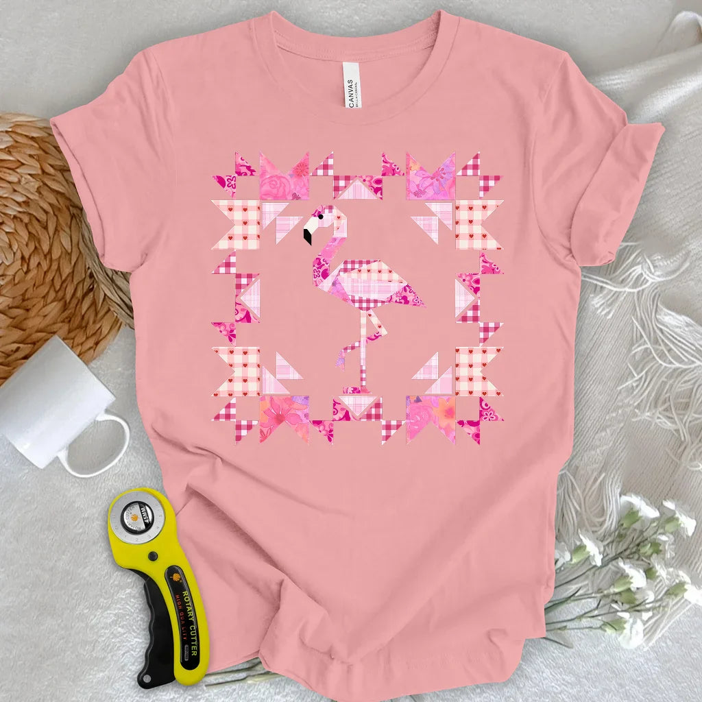 Patchwork Flamingo Panel T-Shirt